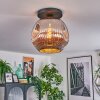 Ripoll ceiling light, globe light chrome, Smoke-coloured, 1-light source