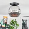 Ripoll ceiling light, globe light chrome, Smoke-coloured, 1-light source