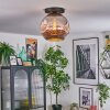 Ripoll ceiling light, globe light chrome, Smoke-coloured, 1-light source