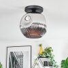 Ripoll ceiling light, globe light chrome, Smoke-coloured, 1-light source