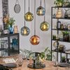 Ripoll hanging light, globe light, pendant light blue, green, coppery, 5-light sources