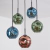 Ripoll hanging light, globe light, pendant light blue, green, coppery, 5-light sources