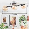 Chehalis ceiling light, globe light Amber, clear, 4-light sources