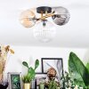 Chehalis ceiling light, globe light gold, black, 3-light sources
