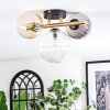 Chehalis ceiling light, globe light gold, black, 3-light sources