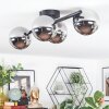 Chehalis ceiling light, globe light chrome, Smoke-coloured, 4-light sources