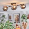 Chehalis ceiling light, globe light chrome, Smoke-coloured, 4-light sources