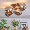 Chehalis ceiling light, globe light chrome, Smoke-coloured, 4-light sources
