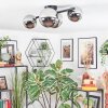 Chehalis ceiling light, globe light chrome, Smoke-coloured, 4-light sources