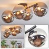 Chehalis ceiling light, globe light chrome, Smoke-coloured, 4-light sources