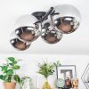 Chehalis ceiling light, globe light chrome, Smoke-coloured, 4-light sources