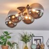 Chehalis ceiling light, globe light chrome, Smoke-coloured, 4-light sources