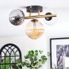 Chehalis ceiling light, globe light gold, black, 3-light sources