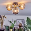 Chehalis ceiling light, globe light gold, black, 3-light sources
