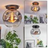 Ripoll ceiling light, globe light clear, Smoke-coloured, 1-light source