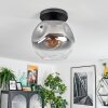 Ripoll ceiling light, globe light clear, Smoke-coloured, 1-light source