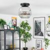 Ripoll ceiling light, globe light chrome, clear, Smoke-coloured, 1-light source