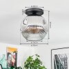 Ripoll ceiling light, globe light chrome, clear, Smoke-coloured, 1-light source
