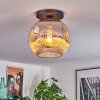 Ripoll ceiling light, globe light chrome, clear, Smoke-coloured, 1-light source