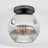 Ripoll ceiling light, globe light chrome, clear, Smoke-coloured, 1-light source