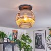 Ripoll ceiling light, globe light chrome, clear, Smoke-coloured, 1-light source