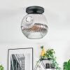 Ripoll ceiling light, globe light chrome, clear, Smoke-coloured, 1-light source