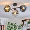 Gastor ceiling light, globe light blue, chrome, green, clear, Smoke-coloured, 3-light sources
