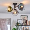 Gastor ceiling light, globe light blue, chrome, green, clear, Smoke-coloured, 3-light sources