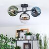 Gastor ceiling light, globe light blue, chrome, green, clear, Smoke-coloured, 3-light sources