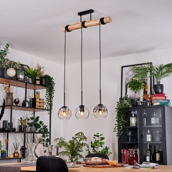 Ripoll hanging light, globe light, pendant light Ecru, black, 3-light sources