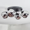 Ripoll ceiling light, globe light chrome, Smoke-coloured, 4-light sources
