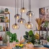 Apedo hanging light, pendant light Amber, clear, Smoke-coloured, 6-light sources