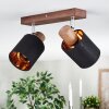 Fallhagen ceiling light, ceiling spotlight chrome, Dark wood, 2-light sources