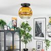 Ripoll ceiling light, globe light gold, clear, 1-light source