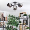 Ripoll ceiling light, globe light chrome, Smoke-coloured, 3-light sources