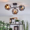 Ripoll ceiling light, globe light chrome, Smoke-coloured, 3-light sources