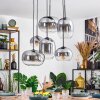 Apedo hanging light, pendant light clear, Smoke-coloured, 6-light sources