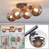 Chehalis ceiling light, globe light chrome, Smoke-coloured, 4-light sources