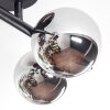 Chehalis ceiling light, globe light chrome, Smoke-coloured, 4-light sources