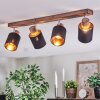 Fallhagen ceiling light, ceiling spotlight chrome, Dark wood, 4-light sources