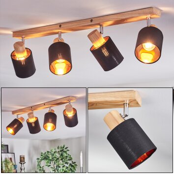 Fallhagen ceiling light, ceiling spotlight chrome, Light wood, 4-light sources