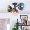 Gastor ceiling light, globe light blue, green, clear, coppery, 3-light sources