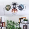 Gastor ceiling light, globe light blue, green, clear, coppery, 3-light sources