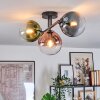 Gastor ceiling light, globe light blue, green, clear, coppery, 3-light sources