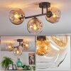 Ripoll ceiling light, globe light Amber, clear, 3-light sources