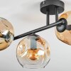 Ripoll ceiling light, globe light Amber, clear, 3-light sources