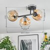 Ripoll ceiling light, globe light Amber, clear, 3-light sources