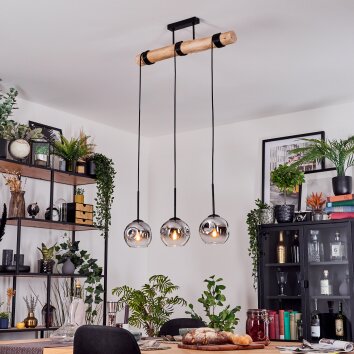 Ripoll hanging light, globe light, pendant light Ecru, black, 3-light sources