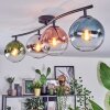 Gastor ceiling light, globe light blue, chrome, green, clear, coppery, Smoke-coloured, 4-light sources