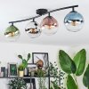 Gastor ceiling light, globe light blue, chrome, green, clear, coppery, Smoke-coloured, 4-light sources